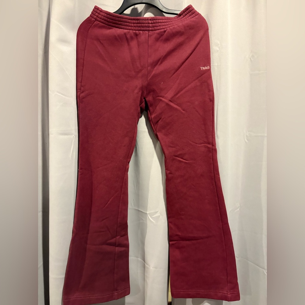 Aritzia TNA Burgundy Low Rise Flare Sweats